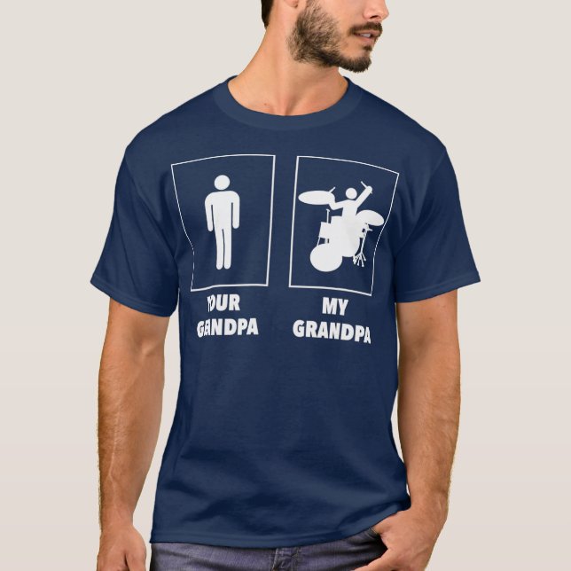 T-shirt Votre grand-père Mon grand-père Drummer Rock N Rol (Devant)