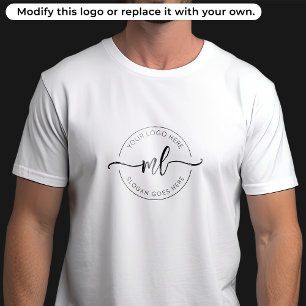 T-shirt Votre logo ici Monogramme simple Initiales Blanc