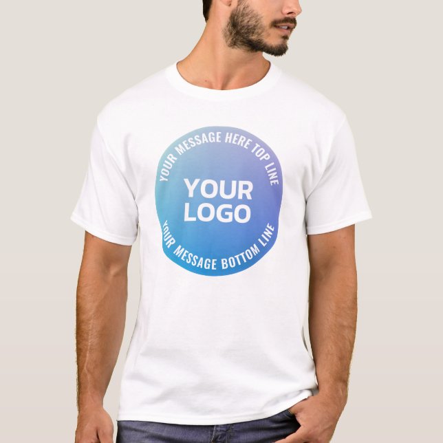 T-shirt Votre logo | Ombre bleue à violet et texte circula (Devant)