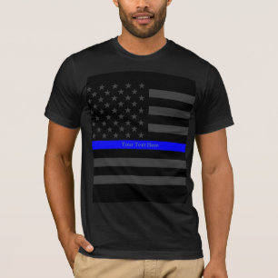 T-shirt Votre mode noire mince de drapeau de Blue Line USA