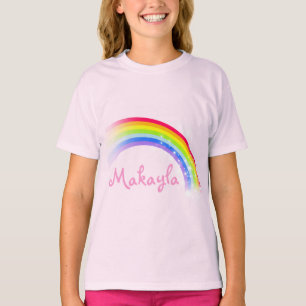 T-shirt "Votre nom" (jusqu'à 7 lettres) dessus rose arc-e