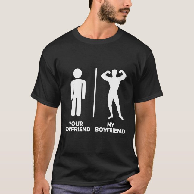T-shirt Votre Petit Ami Vs Mon Amusant Bodybuilding Gym De (Devant)