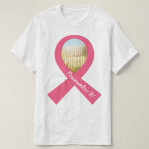 T-shirt VOTRE ruban rose simple de PHOTO
