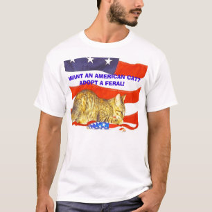 T-shirt Voulez un chat américain ?  Adoptez un sauvage !