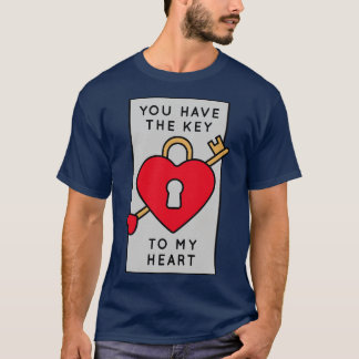 T-shirt Vous avez la clé de mon coeur mignon Badge Valenti