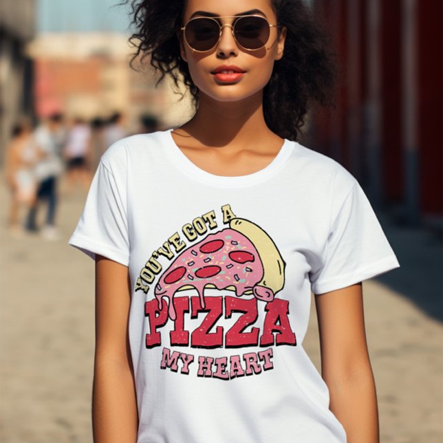 T-shirt Vous avez une pizza My Heart Retro (you've got a pizza my heart cute valentine tshirt)
