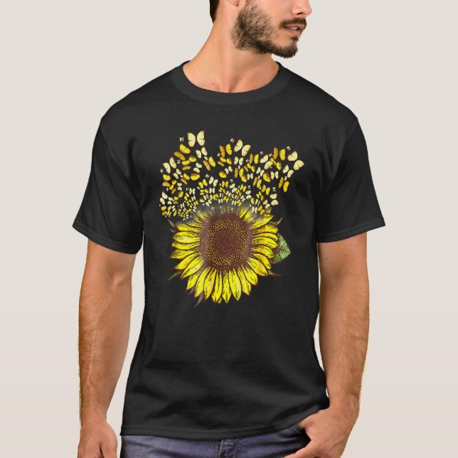 T-shirt Vous Êtes Mon Sunshine Tournesol Et Papillons (Devant)