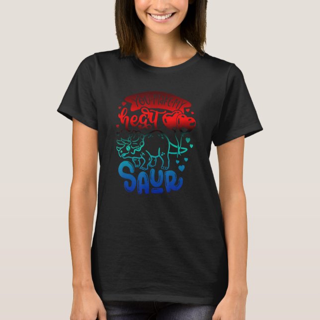 T-shirt Vous Faites De Mon Coeur Saur Cute Dinosaur Valent (Devant)
