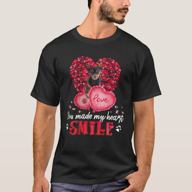 T-shirt Vous Faites De Mon Coeur Souriez Miniature Pinsche (Devant)