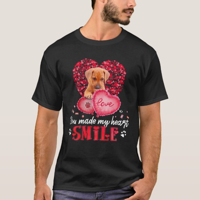 T-shirt Vous Faites De Mon Coeur Souriez Rhodesian Ridgeba (Devant)