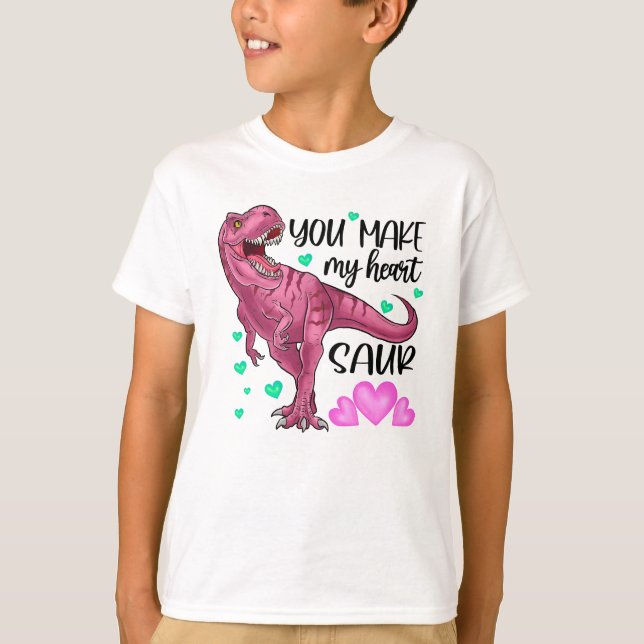 T-shirt Vous faites mon coeur Saur Dinosaur Saint Valentin (Devant)