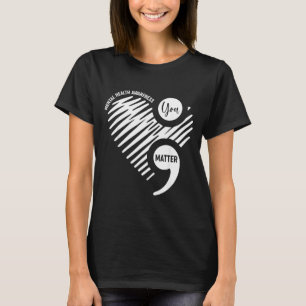 T-shirt Vous Green Heart Point-virgule Sensibilisation à l