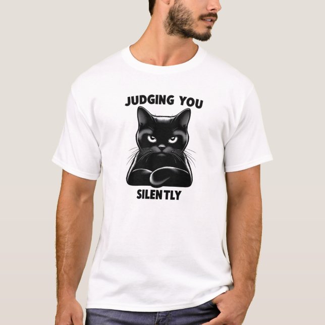 T-shirt Vous Juger Silencieusement - Sassy Cat Attitude Ar (Devant)