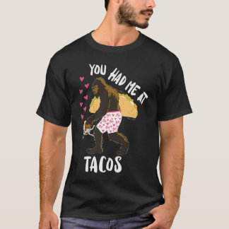 T-shirt Vous M'aviez À Tacos Gros Pied Cupidon Cœur Taco