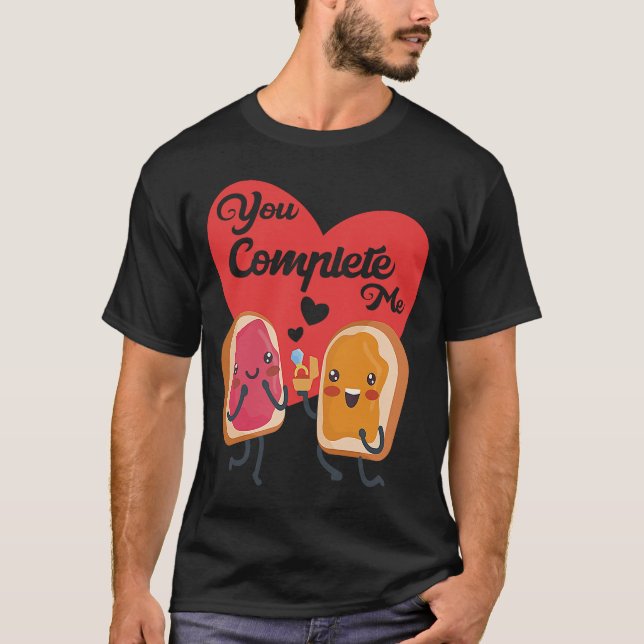 T-shirt Vous Me Complétez Nourriture Saint-Valentin Toast  (Devant)