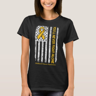 T-shirt Vous ne combattrez jamais seul drapeau Cancer de l