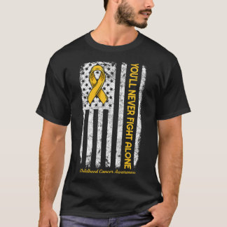 T-shirt Vous ne combattrez jamais seul drapeau Cancer de l
