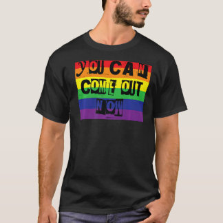 T-shirt Vous Pouvez Sortir Maintenant Mot Arc-En-Ciel Gay 