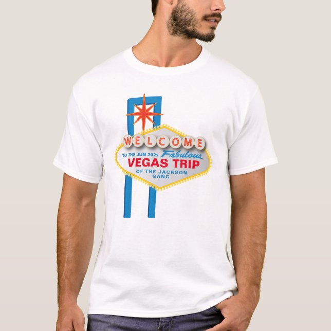 T-shirt Voyage à Vegas avec l'emblème Bienvenue à Las Vega (Devant)
