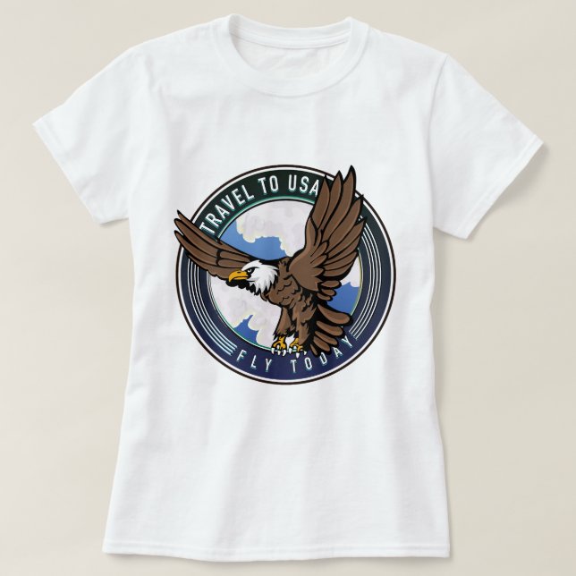 T-shirt Voyage aux USA Fly today logo (Design devant)