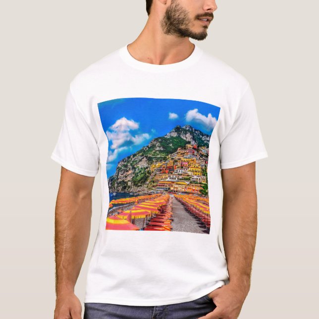 T-shirt Voyage d'Amalfi de maisons de falaise de l'Italie (Devant)