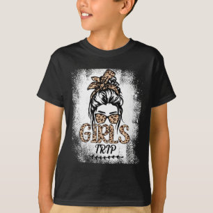 T-shirt Voyage de filles 2025 Messy Bun Leopard meilleur a
