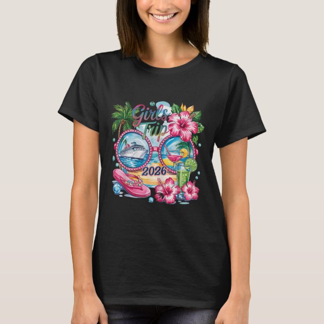 T-shirt Voyage de filles 2026 Voyage d'été Bestie Vacati (Devant)