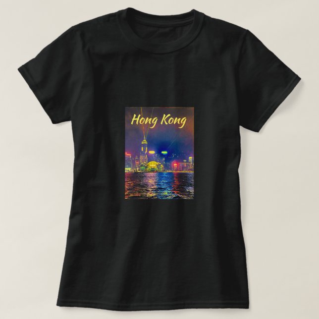 T-shirt Voyage des lumières du port de Hong Kong (Design devant)