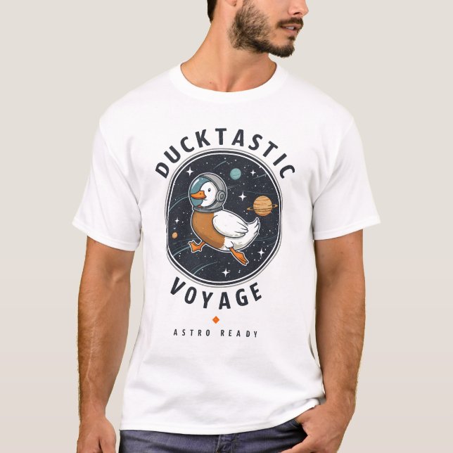 T-shirt Voyage Ducktastic - Le canard prêt Astro dans l'es (Devant)
