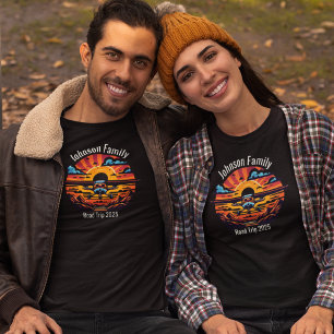 T-shirt Voyage en famille personnalisée Mountain Sunset Re