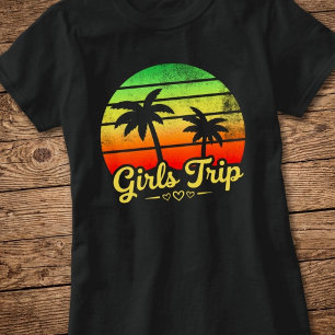 T-shirt Voyage Filles Rétro Coucher de Soleil Vacances Pla