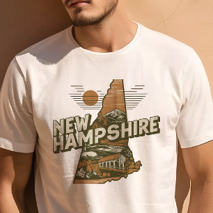 T-shirt Voyage Rétro Graphique Iconique du New Hampshire