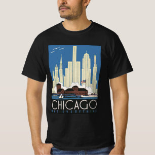 T-shirt Voyage Vintage Chicago Illinois Gratte-ciel Skylin