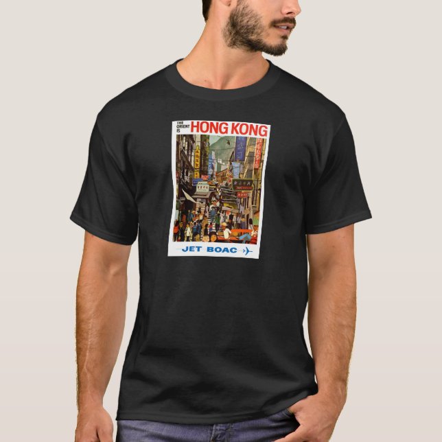 T-shirt Voyage vintage de Hong Kong Chine de ligne (Devant)