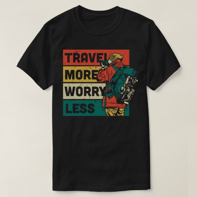 T-shirt Voyager Plus S'Inquiéter Moins Rétro Aventure (Design devant)