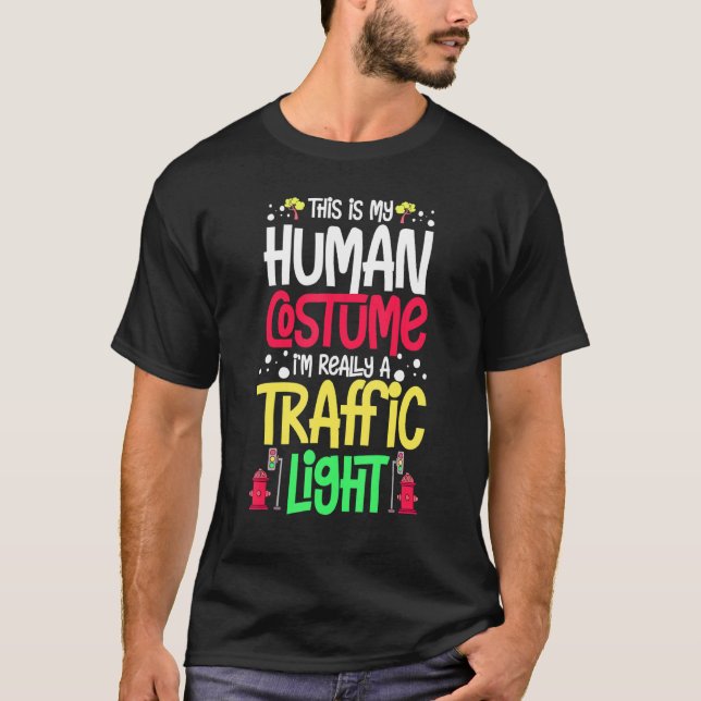 T-shirt Voyant de trafic Signal vert jaune rouge Stop Styl (Devant)