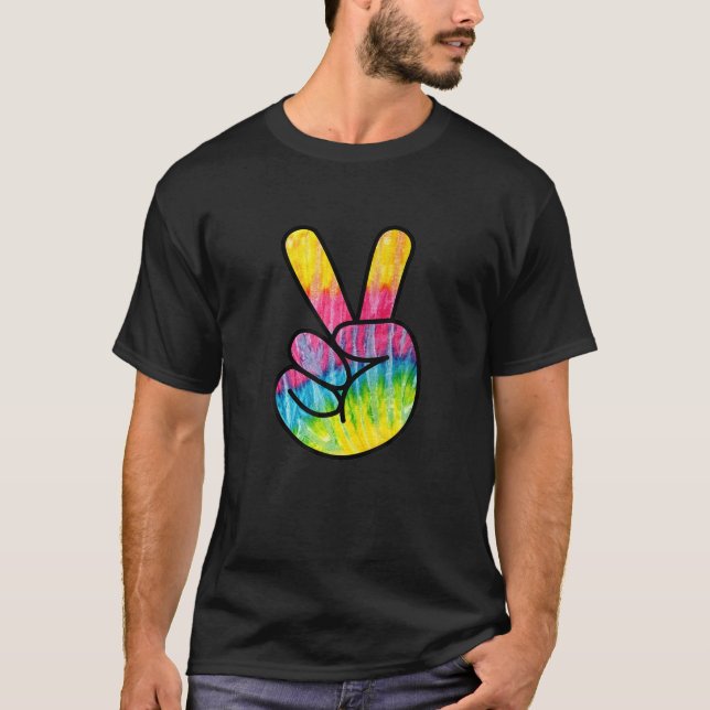 T-shirt Voyelle de paix Trippy Tye Dye Retro 60 s Hippie T (Devant)