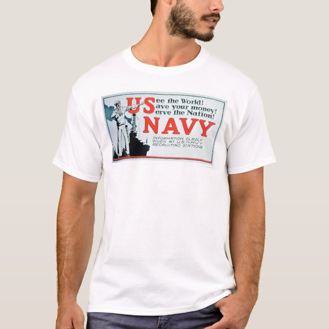 T-shirt Voyez le monde, la marine des USA (US02162) (Devant)