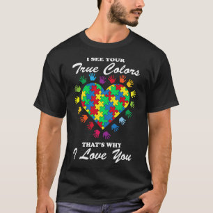 T-shirt Vrai Couleurs Puzzle Coeur Cool Sensibilisation su