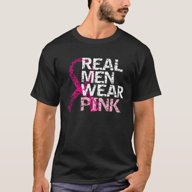 T-shirt Vrai rose de vêtements pour hommes - cancer du (Devant)