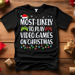T-shirt Vraisemblablement JOUER DES VIDÉOGAMES SUR NOËL