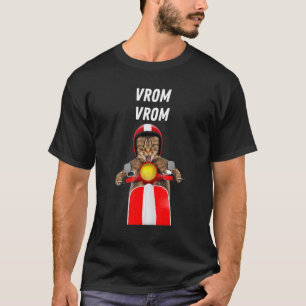 T-shirt Vrom Vrom  Chat Fou Course de Moto Feline Cool