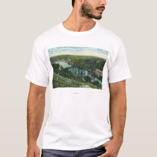 T-shirt Vue aérienne de crique de Rondout et de pont de