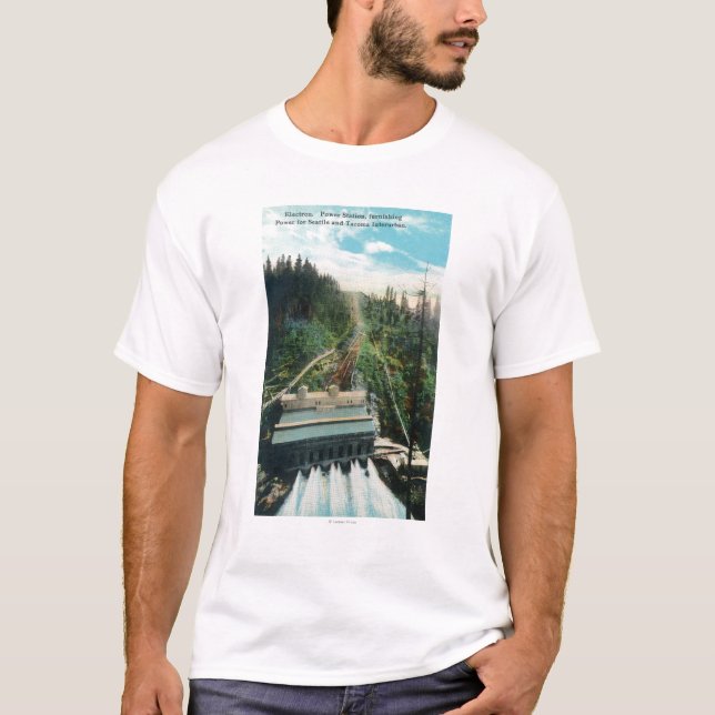 T-shirt Vue aérienne de la centrale d'électron (Devant)
