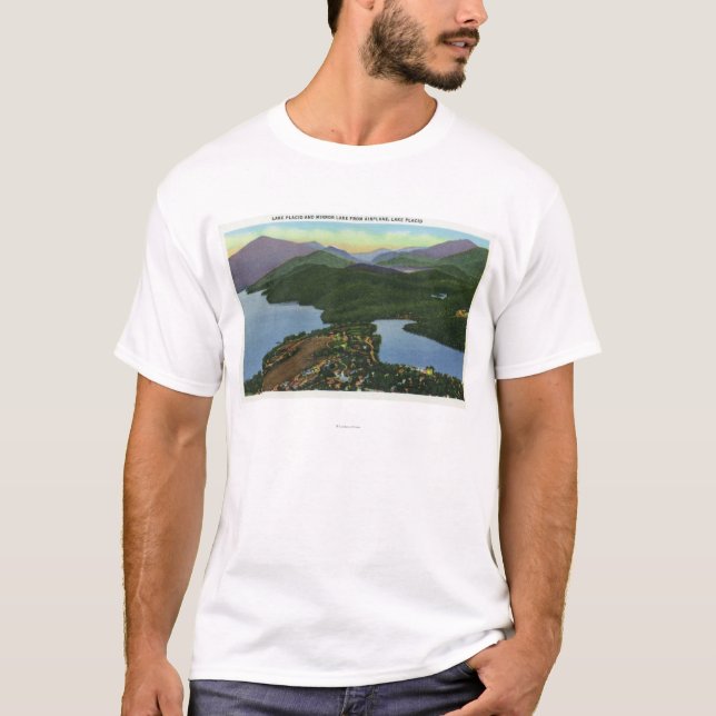 T-shirt Vue aérienne de Lake Placid et de lac mirror (Devant)