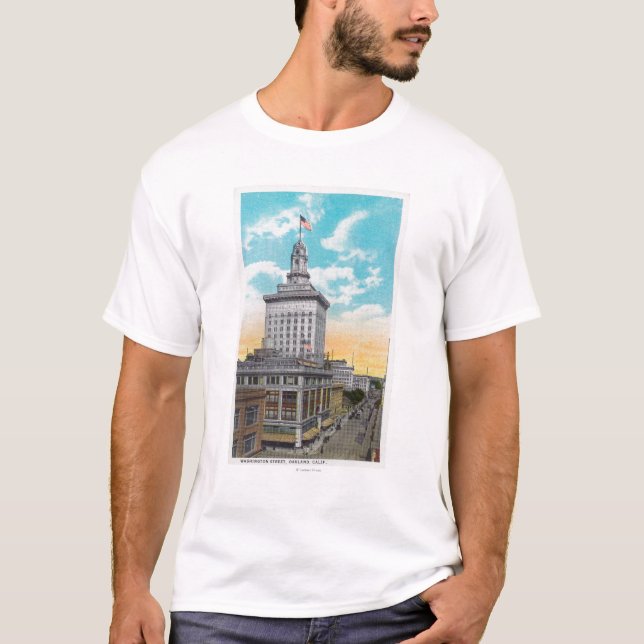 T-shirt Vue aérienne de Washington StreetOakland, CA (Devant)