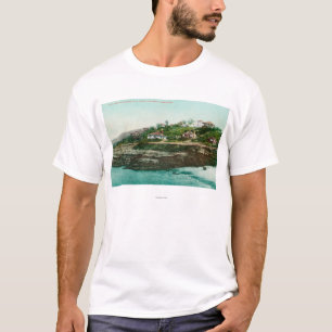 T-shirt Vue aérienne des cottages et de la plage à La