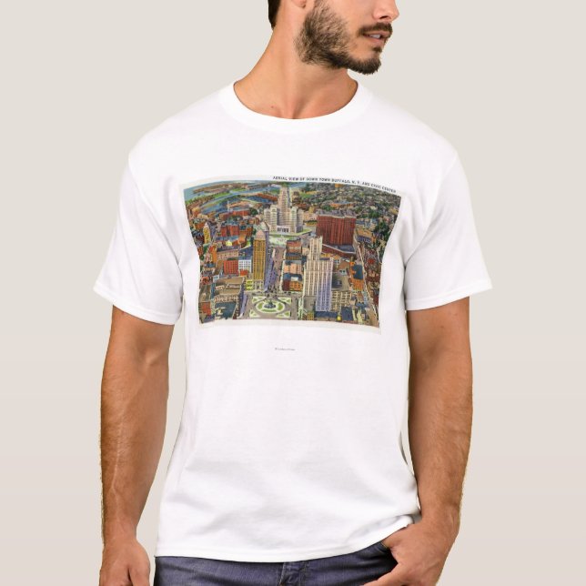 T-shirt Vue aérienne du centre ville et du centre (Devant)