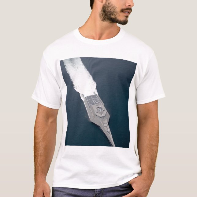T-shirt Vue aérienne du navire de combat littoral (Devant)