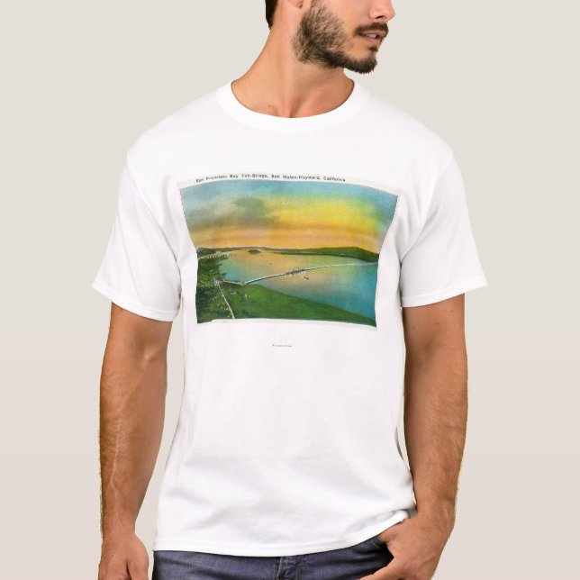 T-shirt Vue aérienne du pont de baie à Hayward, CA (Devant)